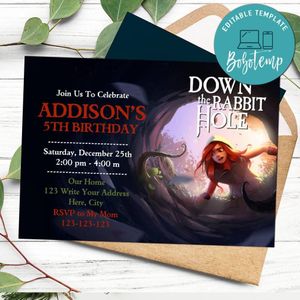 Down the rabbit hole Invitation Customizable Template Instant Download
