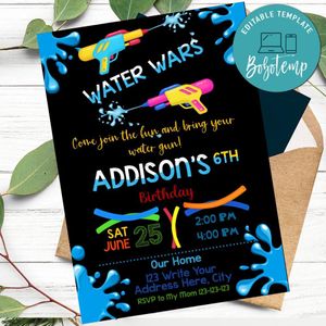 WaterGun Birthday Flyer Printable Instant Download