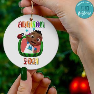 Black Cocomelon Christmas Ornament Customizable Name Gift