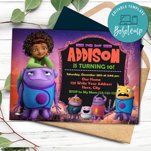 Dreamworks Home Movie Invitation Template to Print at Home Instant Download