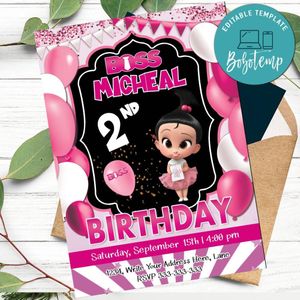 Printable Boss Baby Girl Birthday Flyer Instant Download