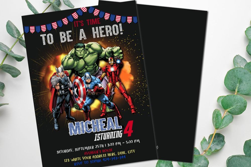 Superhero Avengers Birthday Flyer