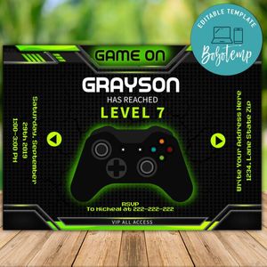 Printable PS4 Gamer Birthday Flyer Instant Download