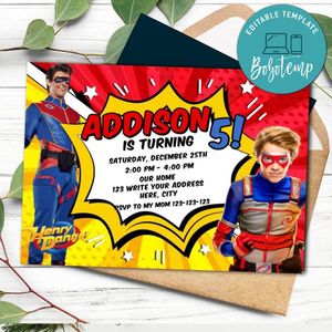 Henry danger Invitation Template to Print at Home Instant Download