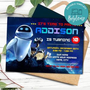 Wall E Birthday Flyer Printable Instant Download