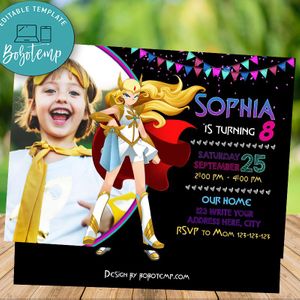 Shera And The Princess Of Power Birthday Invitation With Photo