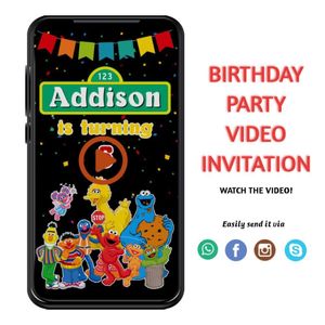 Sesame street Customizable Mp4 Video Invitation File Template Instant Download