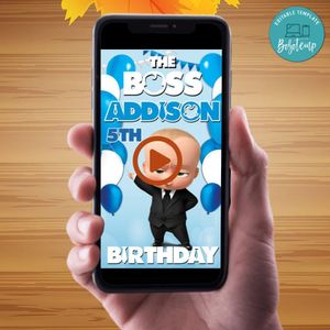 Baby Boss Video Invitation Digital Template Customizable Instant Download