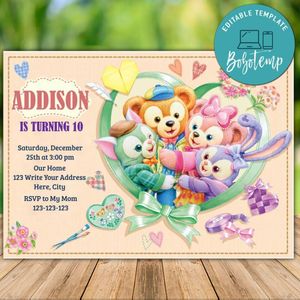 Printable Duffy and Friends Birthday Invitation Instant Download