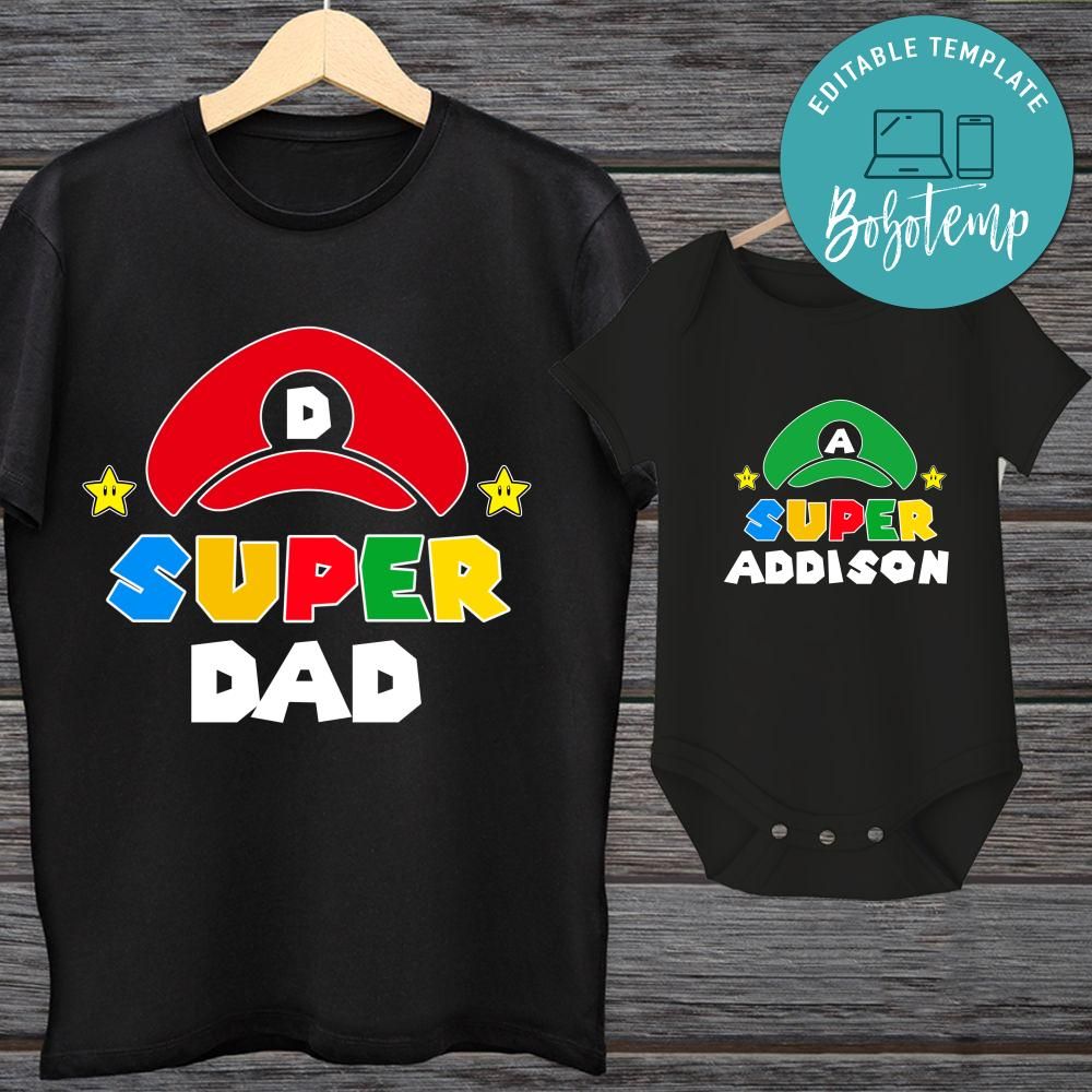Super Mario Father and Son Matching Iron On Transfer Shirt DIY
