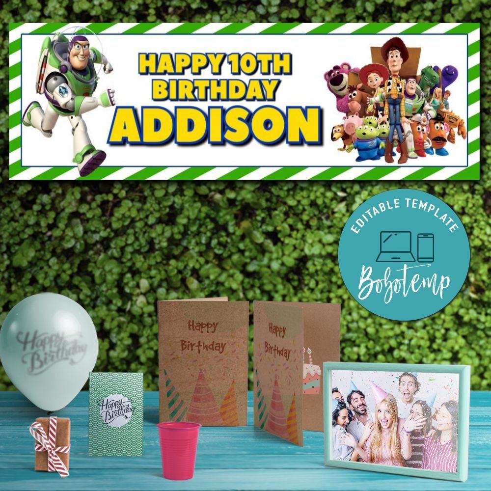 Buzz Lightyear Toy Story Birthday Banner Printable DIY | Bobotemp