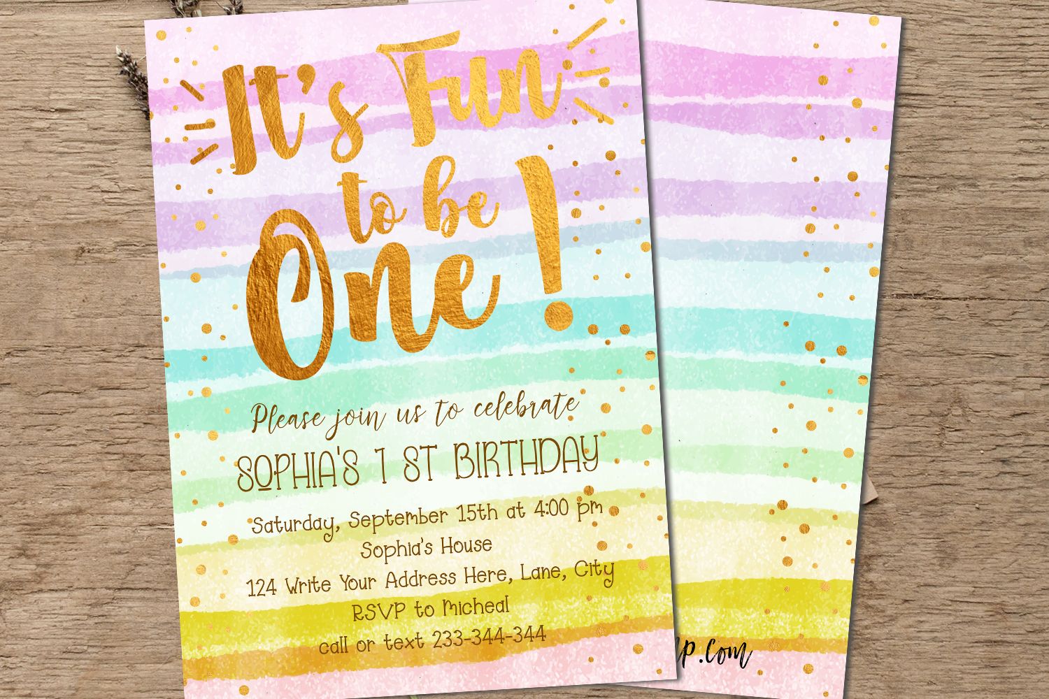 Editable It's Fun To Be One Girls 1st Birthday Invitations DIY Bobotemp