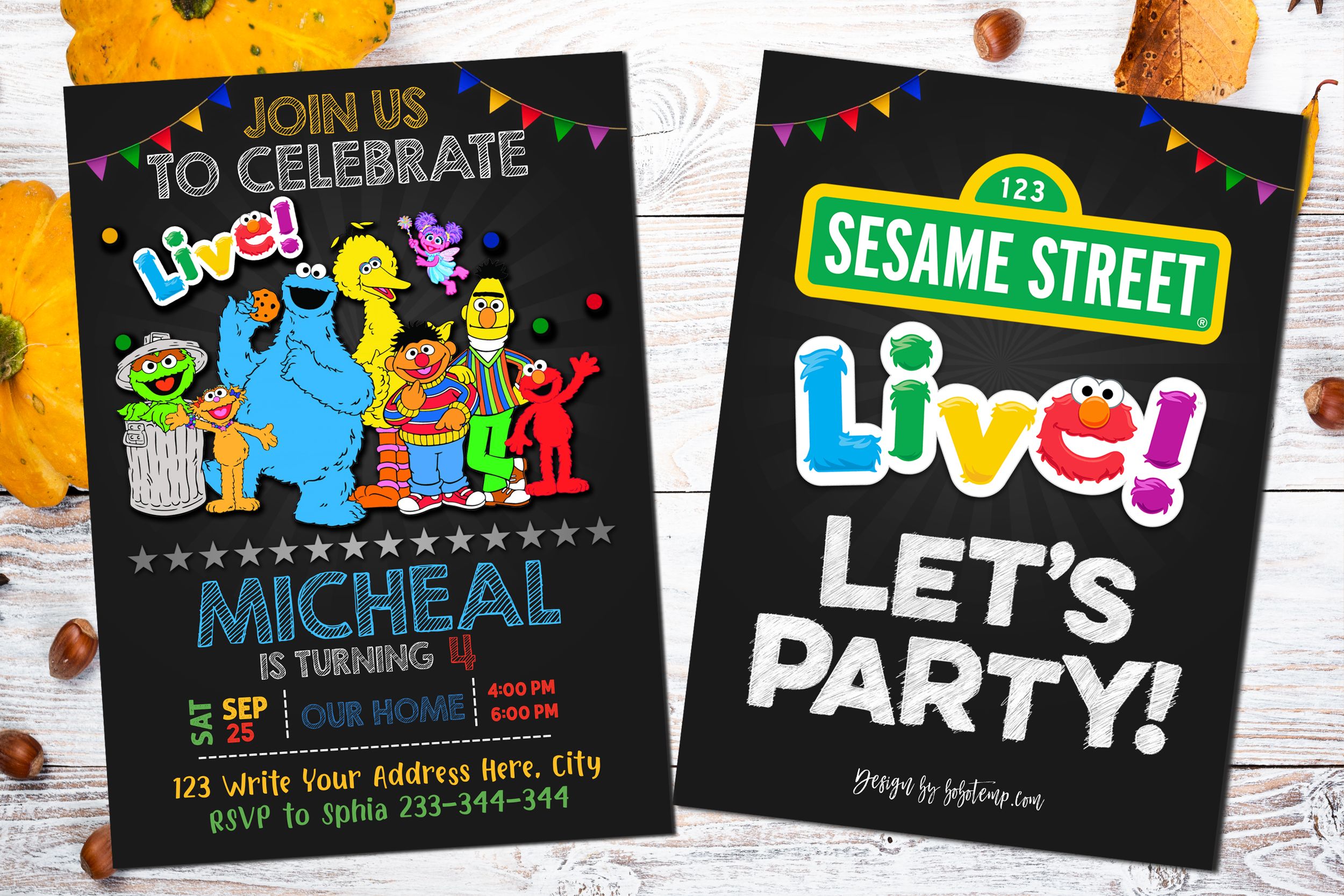 Sesame Street Birthday Invitation Instant Editable Download | Bobotemp