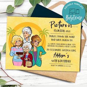 Golden girls birthday Flyer Template to Print at Home Instant Download