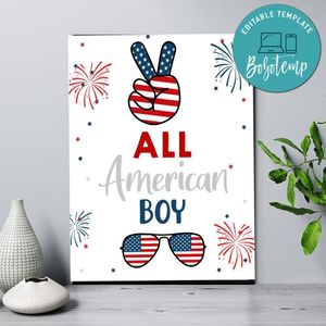 4th Of July Red White And Blue Decor Party Sign Template to Print at Home Instant Download