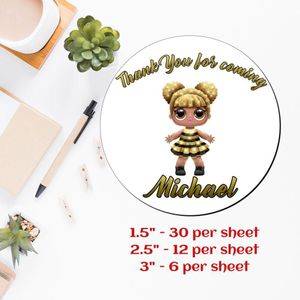 Customized lol Queen Bee Printed Happy Birthday Sticker Sheets