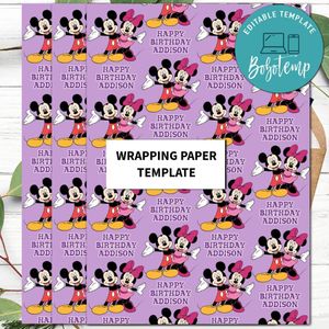 Minnie Mouse Wrapping Paper Printable Template Instant Download