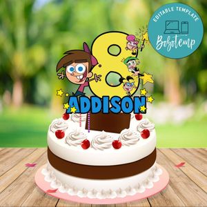 Fairly Odd Parents Birthday Cake Topper Template Printable Instant Download