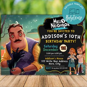 Printable Hello Neighbor Birthday Flyer Instant Download