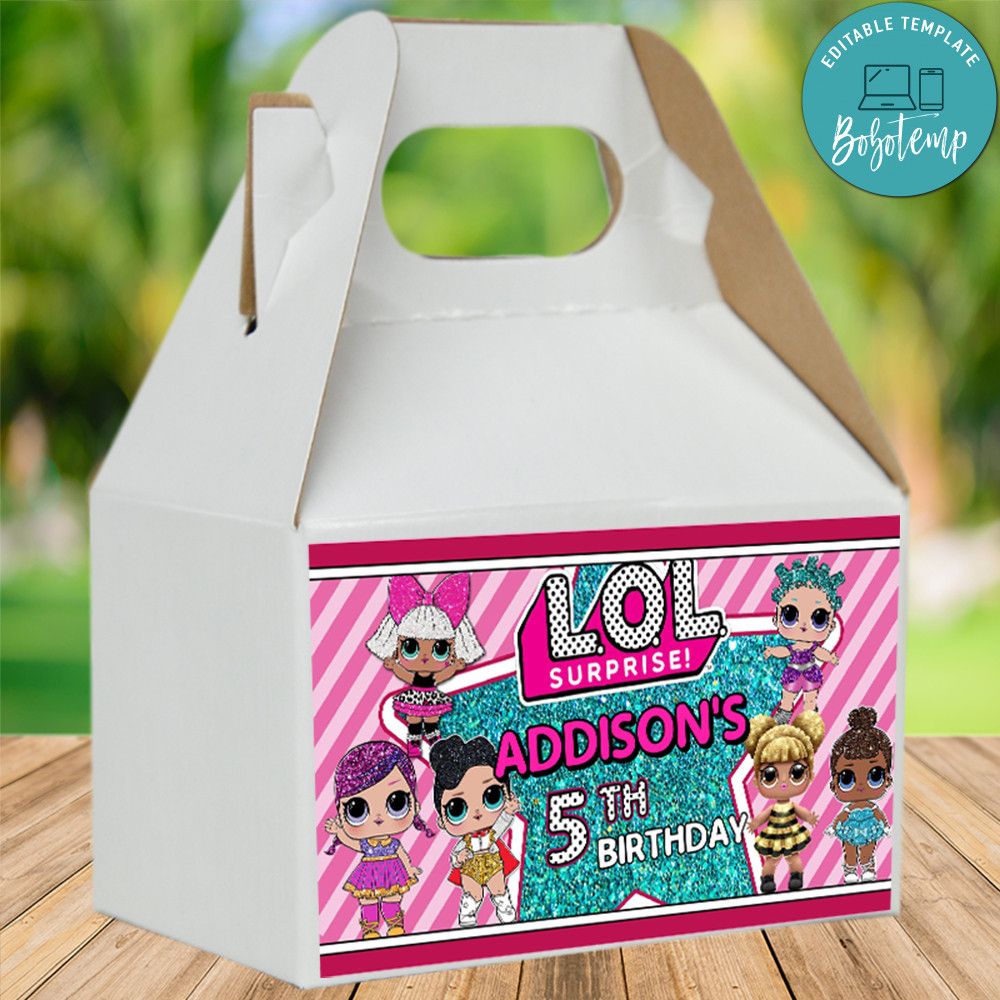 Lol Surprise Dolls Birthday Gable Boxes Label Template DIY | Bobotemp