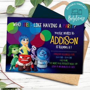 Inside out Invitation Customizable Template Instant Download
