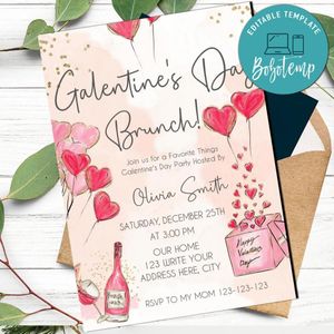 Galentine's Day Invitation Customizable Template Instant Download