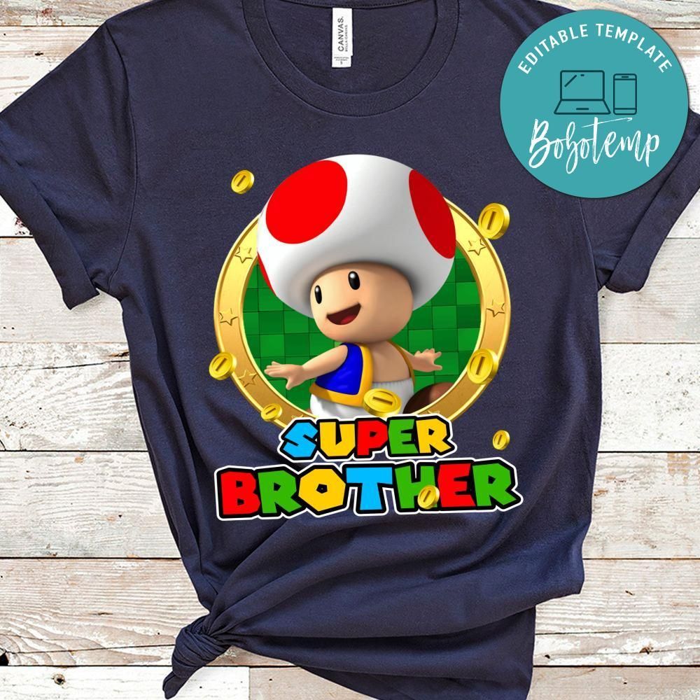 Toad Super Mario Bros Birthday PNG file template