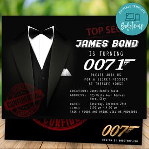 Printable James Bond Surprise 71st Birthday Flyer for Man