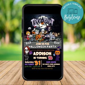 Kids Halloween E Invite Customizable Template Instant Download