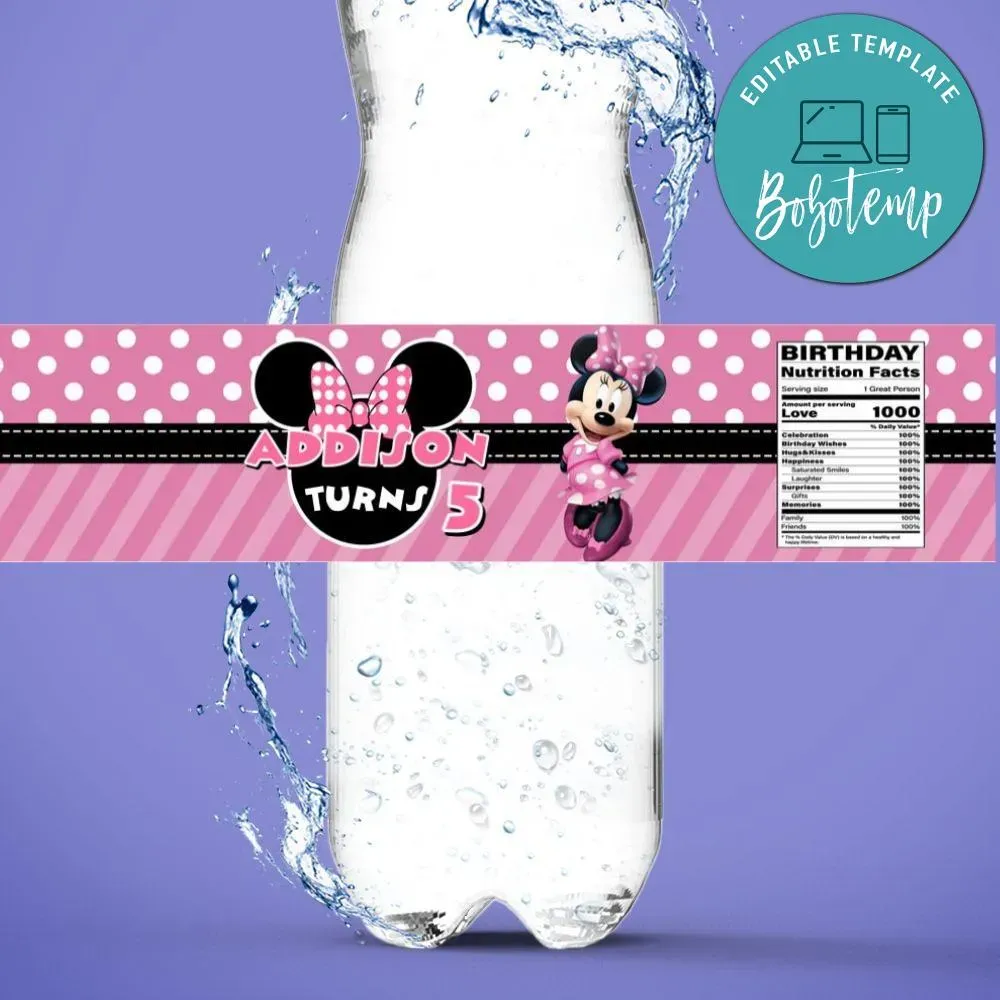 Image 4 for Minnie Mouse Water Bottle Labels Template