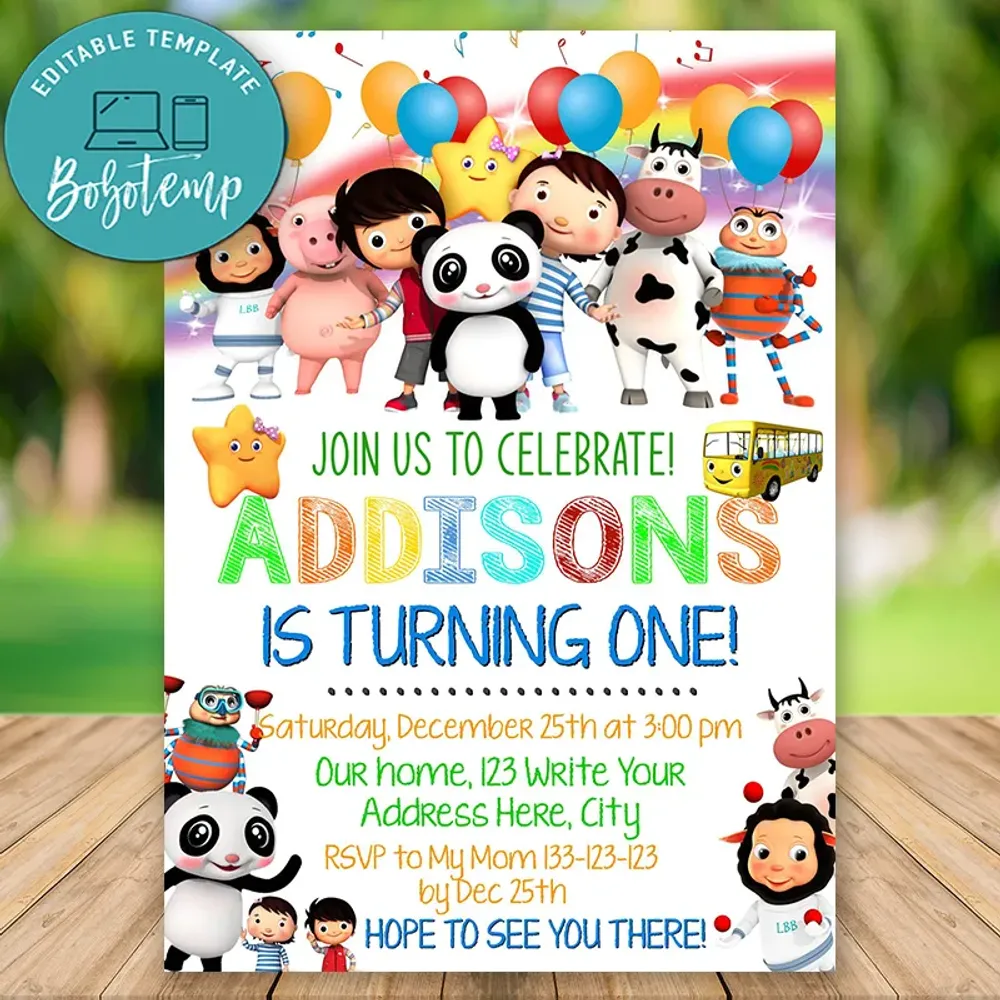 Editable Little Baby Bum Invitation For Boy Or Girl Instant Downl