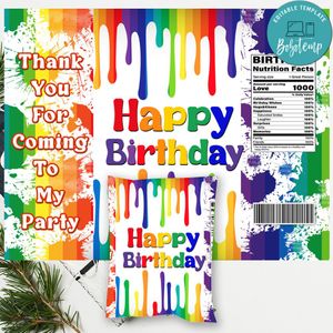 Paint Party Chip Bag Digital File Printable Instant Download