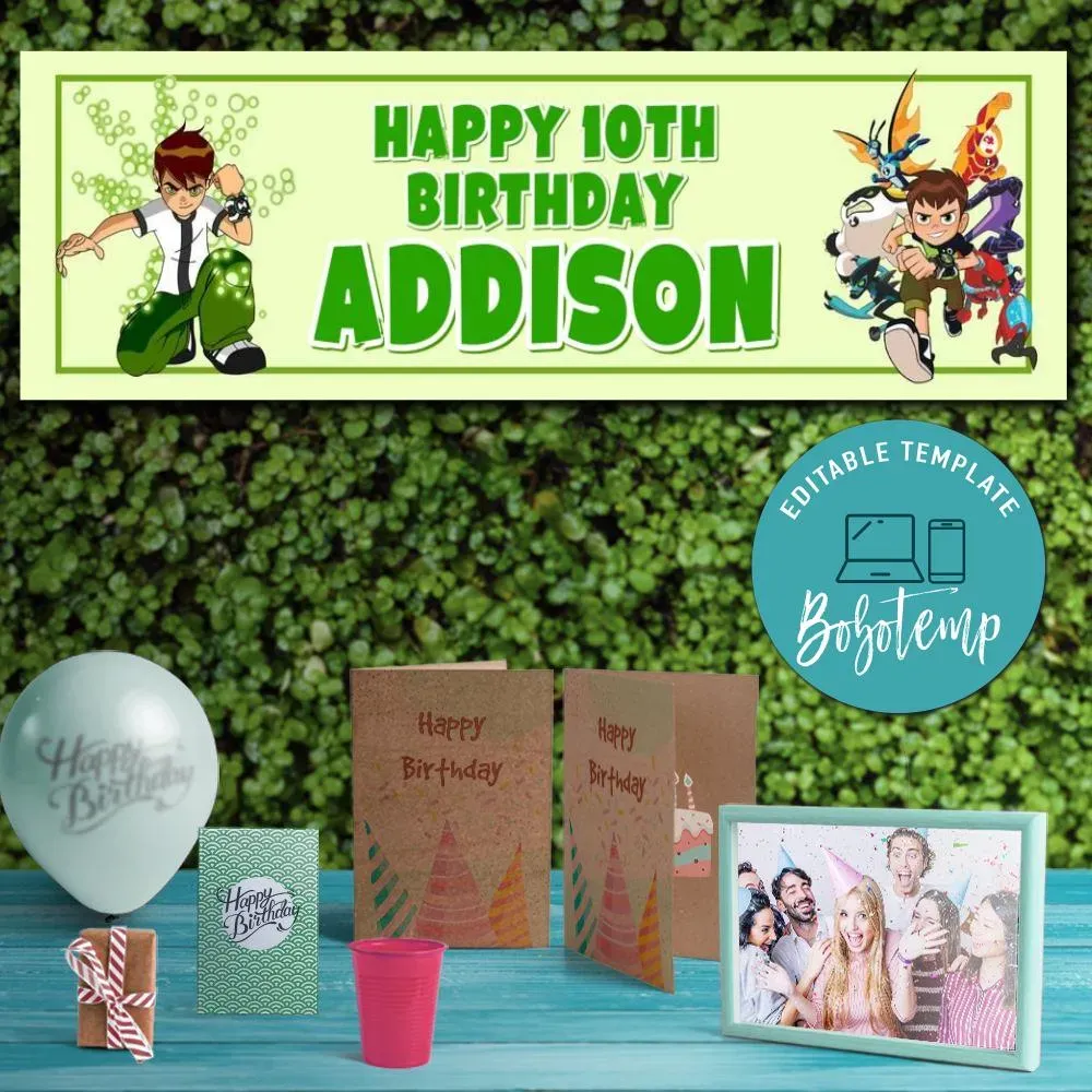 Ben10 Birthday Banner Printable Instant Download Bobotemp