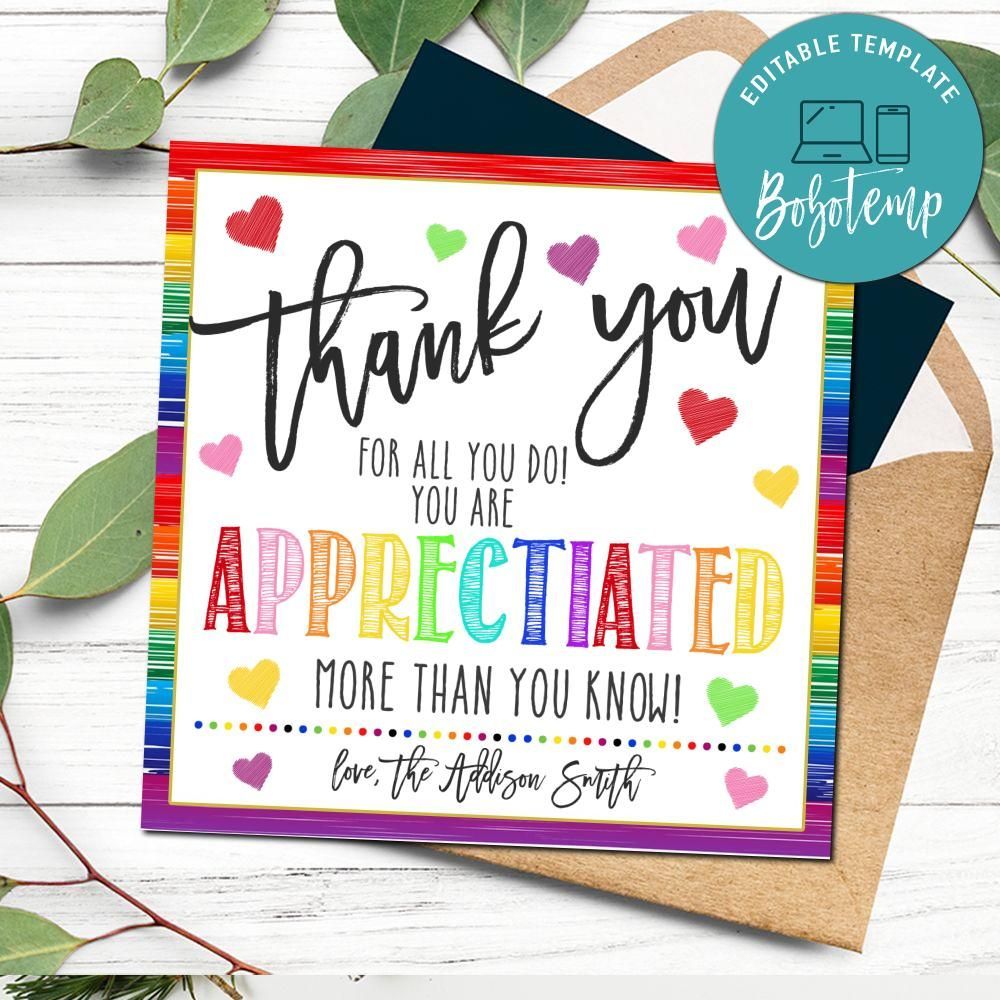 Thank You For All You Do Teacher Appreciation Gift Card DIY 