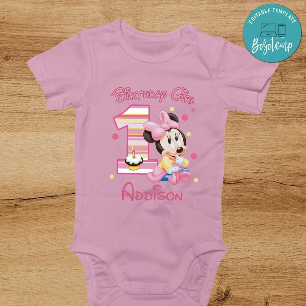 Baby Minnie Mouse First Birthday bodysuit