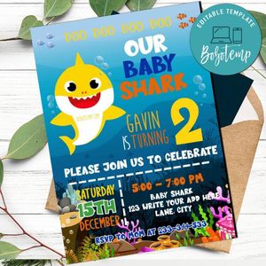 Digital baby shark invitation