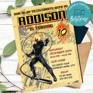 Ghost Rider Invitation Template to print at home Instant Download
