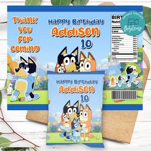 Bluey Birthday Chip Bag Digital File Printable Instant Download