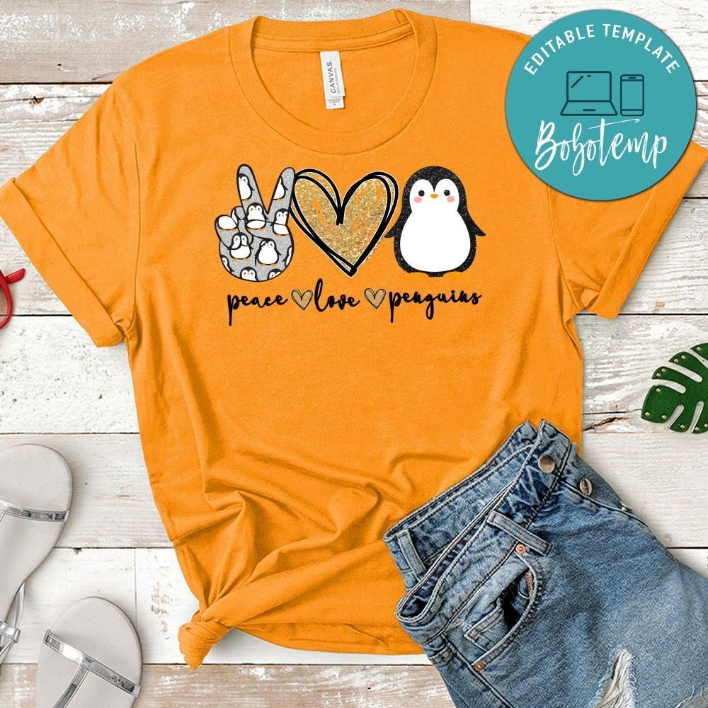 Peace Love Penguins PNG file template