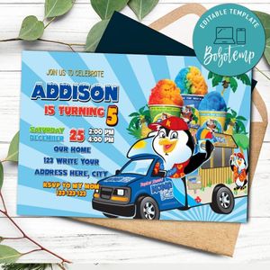 Kona ice Birthday Flyer Customizable Template Instant Download