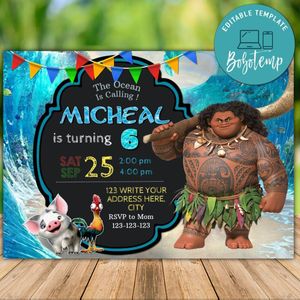 Printable Maui Moana Birthday Flyer Instant Download
