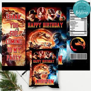 Mortal kombat Chip Bag Digital File Printable Instant Download