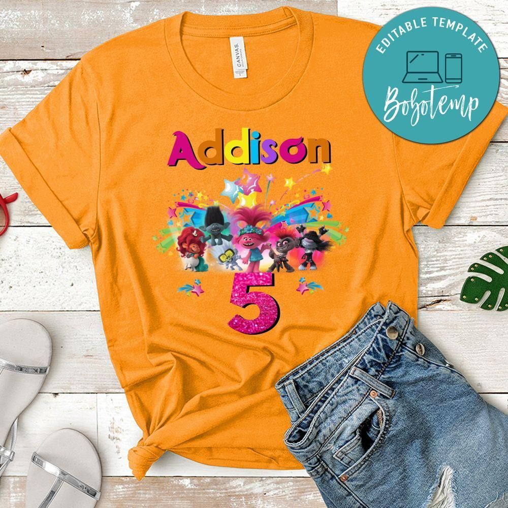 Custom Trolls World Tour Birthday Shirt for Kid