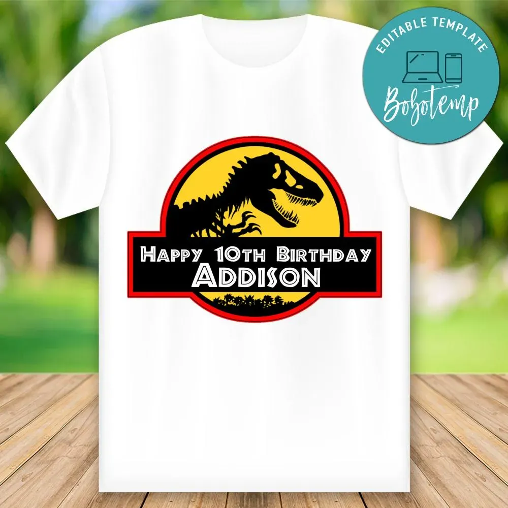Customizable Jurassic Park Happy Birthday Iron On Transfer Tshirt