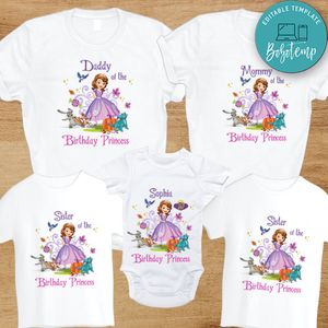 Princess Sofia Birthday Family Matching Party Shirts