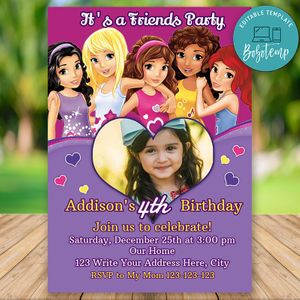 Editable Lego Friends Birthday Invitation Instant Download