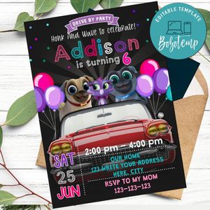 Puppy Dog Pals Drive By Birthday Parade Invitation Printable for Girl Instant Download