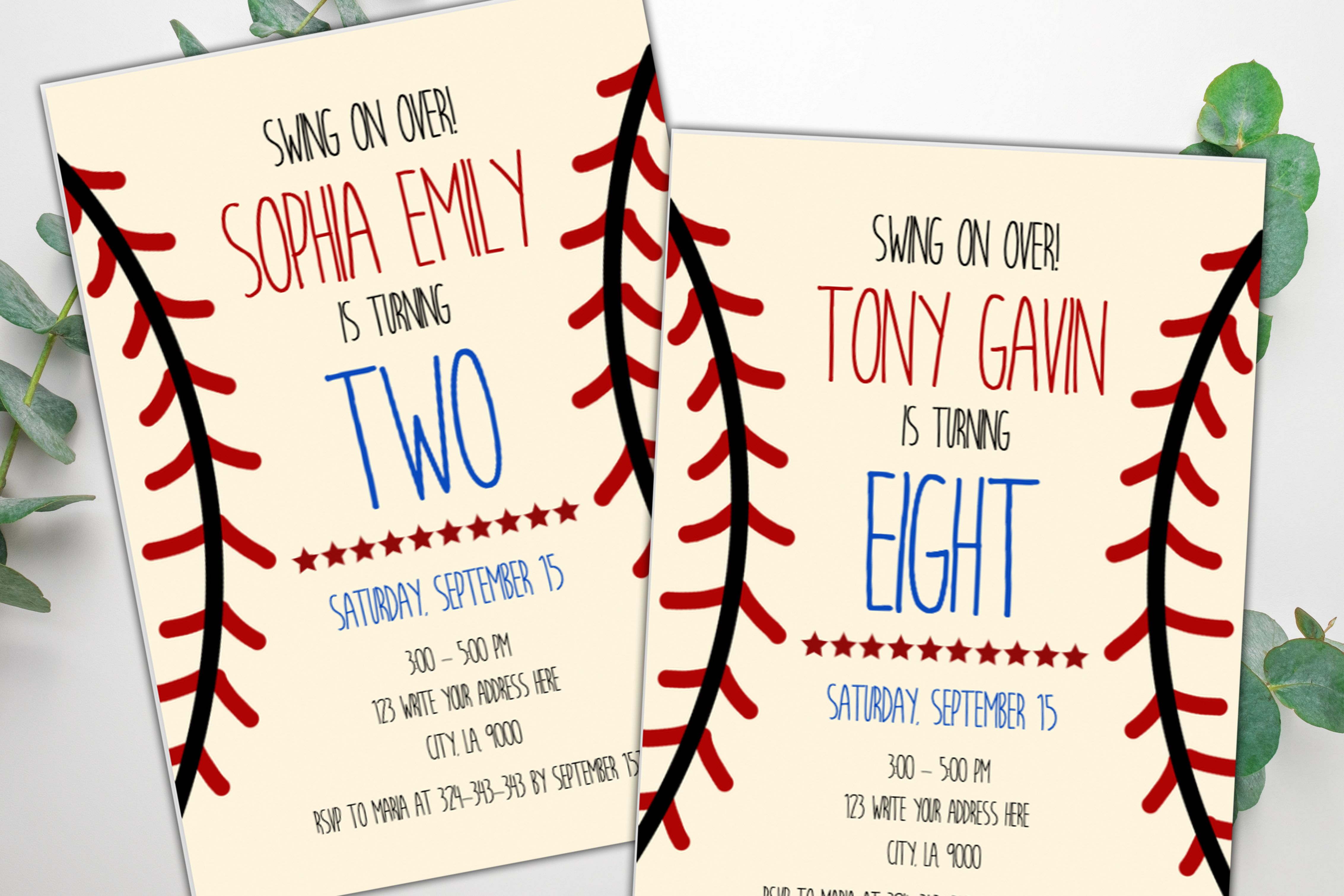 Editable Baseball Birthday Party Invitations for Boy DIY