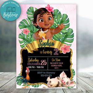 Editable Disney Princess Baby Moana Invitation Digital File