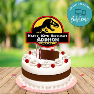 Lost World Jurassic Park Birthday Cake Topper Template Printable Instant Download